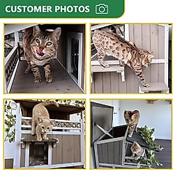 Petscosset 30-in Outdoor Wooden Two-Story Cat House with Balcony, Gray slide 2 of 8