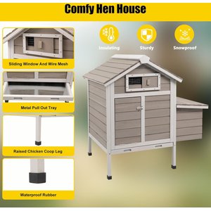 Petscosset Chicken Coop with Nesting Box, Grey, 32 x 23.6 x 36.6-in