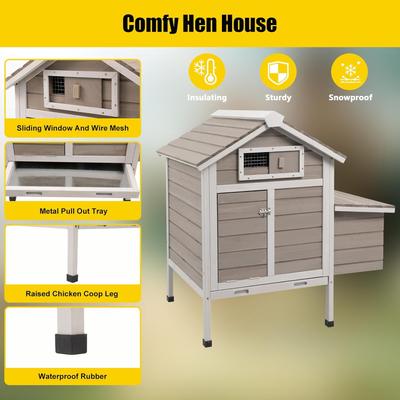 Show full view: Petscosset Chicken Coop with Nesting Box, Grey, 36.2 x 26 x 38.3-in slide 4 of 10