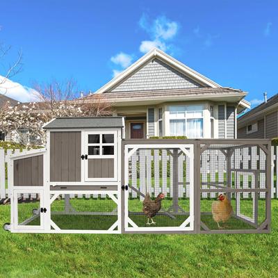 Show full view: Petscosset Wooden Chicken Coop with Wheels, Grey slide 8 of 10
