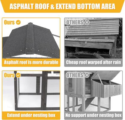 Show full view: Petscosset 65-in Wooden Chicken Coop with Run, 1 to 2 Chicken Capacity, Black slide 3 of 10