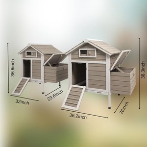Petscosset Chicken Coop with Nesting Box, Grey, 32 x 23.6 x 36.6-in