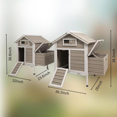 Show full view: Petscosset Chicken Coop with Nesting Box, Grey, 36.2 x 26 x 38.3-in slide 6 of 10