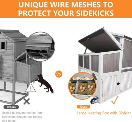 Show full view: Petscosset Wooden Chicken Coop with Wheels, Grey slide 4 of 10