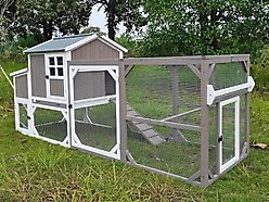 Petscosset Wooden Chicken Coop with Wheels, Grey