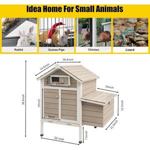 Petscosset Chicken Coop with Nesting Box, Grey, 32 x 23.6 x 36.6-in