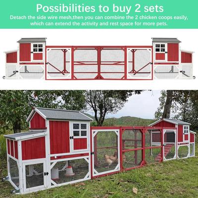 Show full view: Petscosset Wooden Chicken Coop with Wheels, Red slide 7 of 10