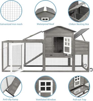 Show full view: Petscosset Wooden Chicken Coop, Grey slide 3 of 10
