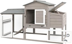 Petscosset Wooden Chicken Coop with Wheels, Gray