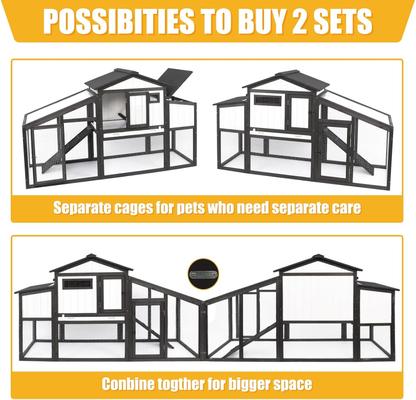 Show full view: Petscosset 65-in Wooden Chicken Coop with Run, 1 to 2 Chicken Capacity, Black slide 7 of 10