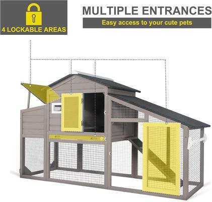 Show full view: Petscosset Wooden 2-Story Chicken Coop with Run, 2 to 3 Chicken Capacity, Grey slide 8 of 9