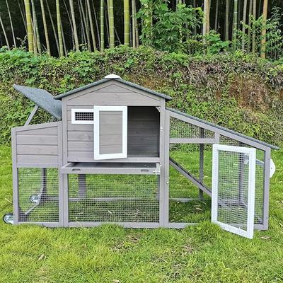 Show full view: Petscosset Wooden 2-Story Chicken Coop with Run, 2 to 3 Chicken Capacity, Grey slide 6 of 9