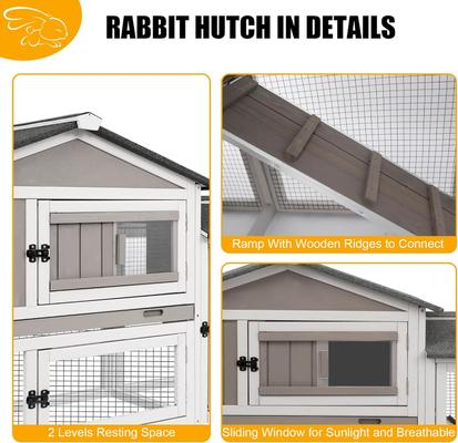Show full view: Petscosset Indoor/Outdoor Rabbit Hutch, 55.1 x 17.7 x 33.4-in slide 7 of 10