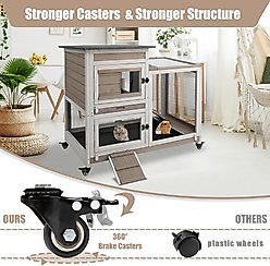 Petscosset Indoor Wooden Rabbit Hutch with Wheels, Small Animal Cage, Gray, 40-in slide 2 of 7