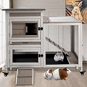 PawHut 2 Story Indoor Wooden Rabbit Hutch
