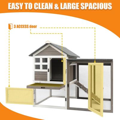 Show full view: Petscosset Wooden Two-Story Rabbit Hutch with Tray, Gray, 48-in slide 7 of 9