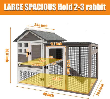 Show full view: Petscosset Wooden Two-Story Rabbit Hutch with Tray, Gray, 48-in slide 2 of 9