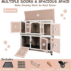 Petscosset 47-in Indoor Wooden 2 Story Rabbit Hutch