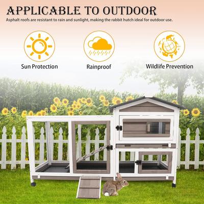 Show full view: Petscosset Indoor Two-Story Rabbit Hutch with Wheels, Gray, 55-in slide 9 of 11