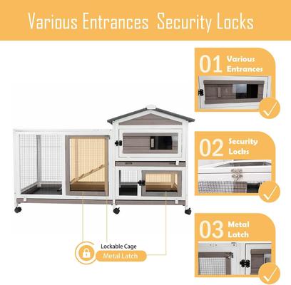 Show full view: Petscosset Indoor Two-Story Rabbit Hutch with Wheels, Gray, 55-in slide 8 of 11