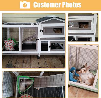Show full view: Petscosset Indoor Two-Story Rabbit Hutch with Wheels, Gray, 55-in slide 2 of 11