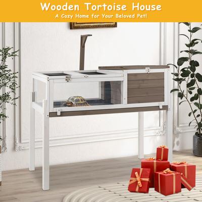 Show full view: Petscosset Wooden Tortoise & Reptile Habitat Cage with Legs, Gray, 37-in slide 5 of 9