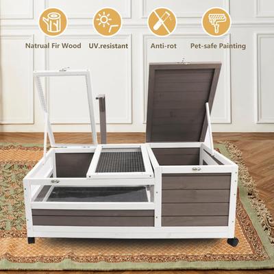 Show full view: Petscosset Wooden Tortoise & Reptile Habitat Cage with Wheels, Gray, 39-in slide 7 of 8