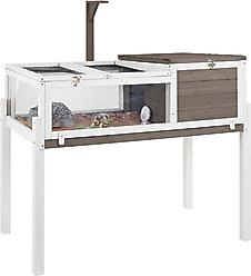 Petscosset Wooden Tortoise & Reptile Habitat Cage with Legs, Gray, 37-in