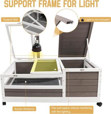 Show full view: Petscosset Wooden Tortoise & Reptile Habitat Cage with Wheels, Gray, 39-in slide 4 of 8