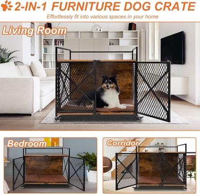 Show full view: Petscosset Furniture Style Dog Crate with Wheels, 41 x 23.6 x 35.8-in slide 6 of 9