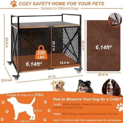 Show full view: Petscosset Furniture Style Dog Crate with Wheels, 41 x 23.6 x 35.8-in slide 2 of 9