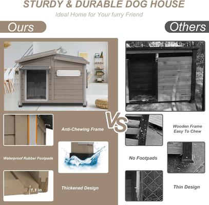 Show full view: Petscosset Outdoor Weatherproof Wooden Dog House, 43.5 x 29.5 x 33.5-in slide 5 of 10