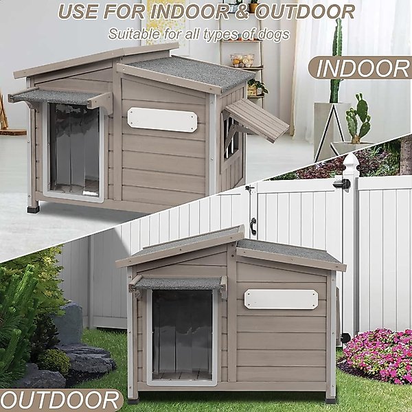 Show full view: Petscosset Outdoor Weatherproof Wooden Dog House, 43.5 x 29.5 x 33.5-in slide 7 of 8