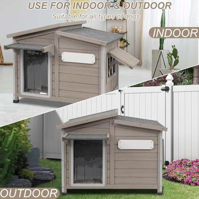 Show full view: Petscosset Outdoor Weatherproof Wooden Dog House, 43.5 x 29.5 x 33.5-in slide 7 of 10
