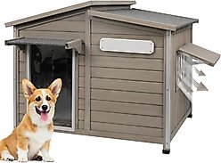Petscosset Outdoor Weatherproof Wooden Dog House, 43.5 x 29.5 x 33.5-in
