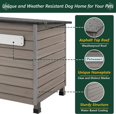 Show full view: Petscosset Outdoor Wooden Dog House, 43.3 x 26.4 x 33.5-in slide 4 of 11