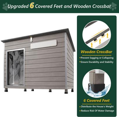 Show full view: Petscosset Outdoor Wooden Dog House, 43.3 x 26.4 x 33.5-in slide 3 of 11