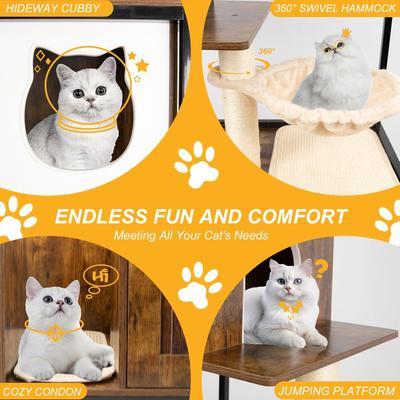 Show full view: Petscosset 31.5-in Wooden Furniture Style Cat Litter Box Enclosure, Brown slide 6 of 10