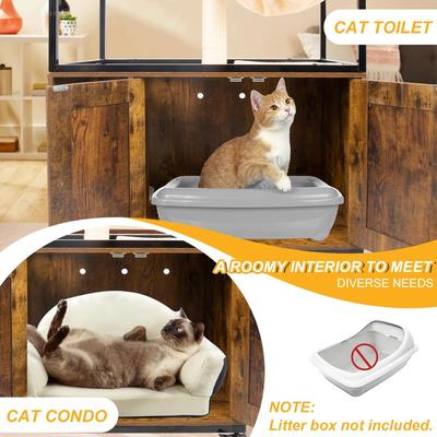Show full view: Petscosset 31.5-in Wooden Furniture Style Cat Litter Box Enclosure, Brown slide 5 of 10