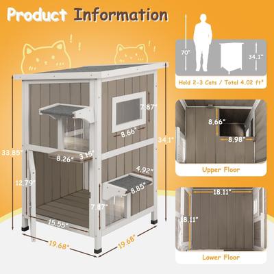 Show full view: Petscosset Outdoor Two-Story Cat House, Gray slide 3 of 9