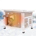 Petscosset 22-in Insulated Outdoor Wooden Cat House, Gray
