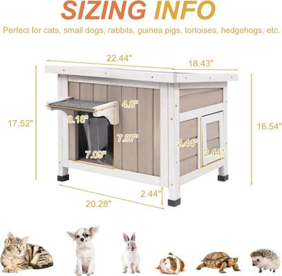 Show full view: Petscosset 22-in Insulated Outdoor Wooden Cat House, Gray slide 3 of 11