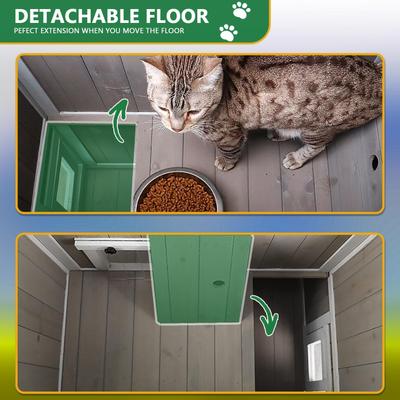 Show full view: Petscosset 30-in Outdoor Wooden Two-Story Cat House with Balcony, Gray slide 3 of 11