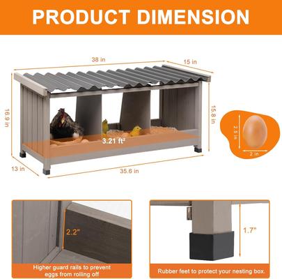 Show full view: Petscosset Triple Wooden Chicken Nesting Box for Hens slide 2 of 6