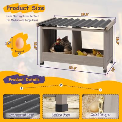 Show full view: Petscosset Double Wooden Chicken Nesting Box for Hens slide 4 of 9