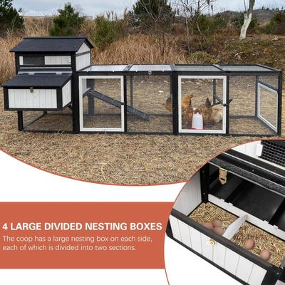 Show full view: Petscosset 116-in Large Chicken Coop with Nesting Boxes, 4 to 6 Chicken Capacity, Black slide 2 of 8