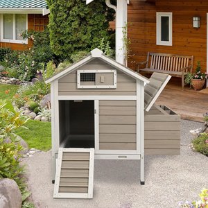 Petscosset Chicken Coop with Nesting Box, Grey, 32 x 23.6 x 36.6-in