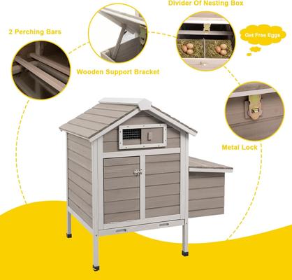 Show full view: Petscosset Chicken Coop with Nesting Box, Grey, 36.2 x 26 x 38.3-in slide 5 of 10