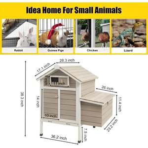 Petscosset Chicken Coop with Nesting Box, Grey, 36.2 x 26 x 38.3-in