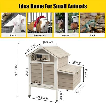 Show full view: Petscosset Chicken Coop with Nesting Box, Grey, 36.2 x 26 x 38.3-in slide 2 of 10